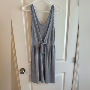 Blue and white striped dress